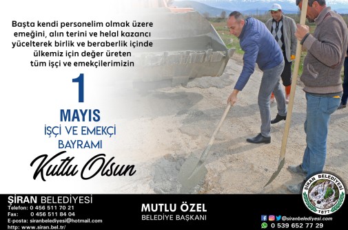 1 MAYIS İŞÇİ VE EMEKEÇİ BAYRAMI KUTLU OLSUN